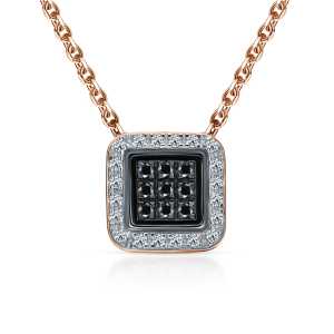 Золотая подвеска с бриллиантами природным и бриллиантами черными природными