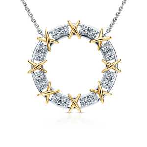 Золотое шейное украшение с бриллиантами природными