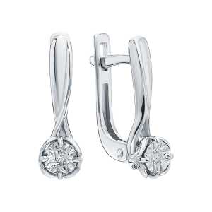 Серебряные серьги с бриллиантами природными