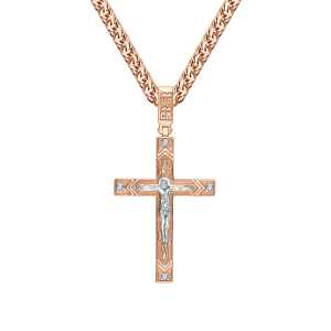 Золотой крестик с бриллиантами природными