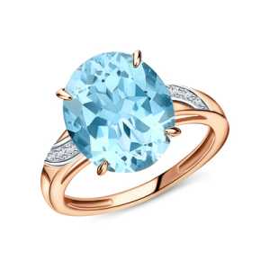 Золотое кольцо с бриллиантами природными и топазами природными