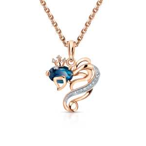 Золотая подвеска с бриллиантами природными и топазами природными