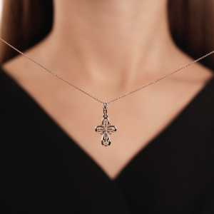 Золотой крестик с бриллиантами природными