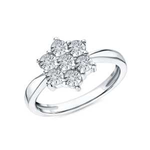 Серебряное кольцо с бриллиантами природными