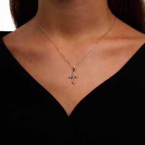 Золотой крестик с бриллиантами природными