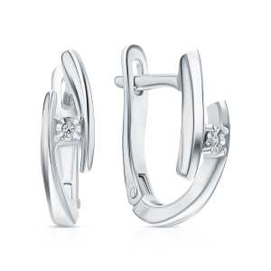 Серебряные серьги с бриллиантами природными