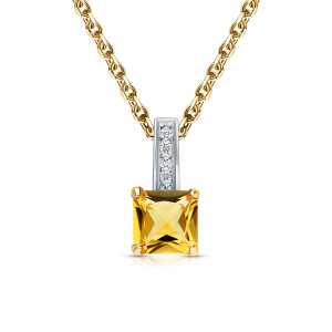 Золотая подвеска с бриллиантами природными и цитринами природными