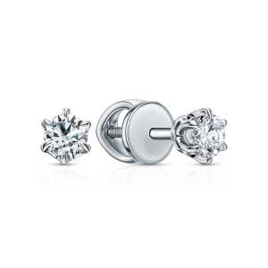 Золотые серьги с бриллиантами выращенными