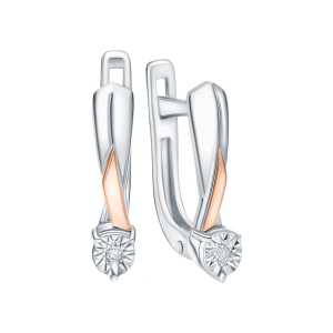 Серебряные серьги с бриллиантами природными