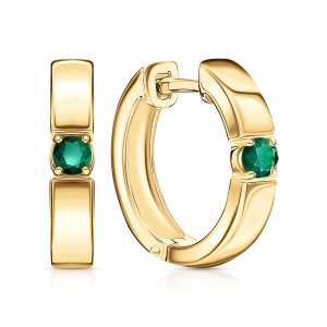 Золотые серьги с изумрудами природными