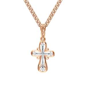 Золотой крестик с бриллиантами природными